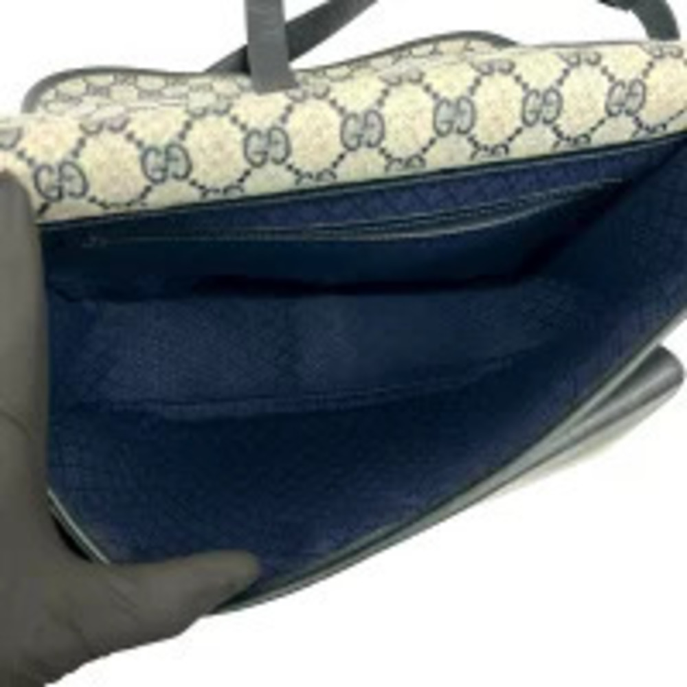 GUCCI Sherry Horsebit Leather Shoulder Bag Navy Blue - Picture 9 of 10